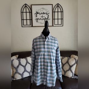 Vintage Ralph Lauren Plaid Green & Blue Long Sleeve Button Up Shirt Size L Retro